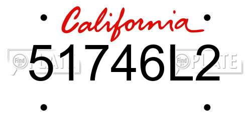 51746L2 California License Plate