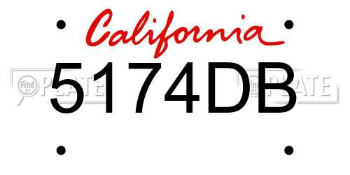 5174DB California License Plate