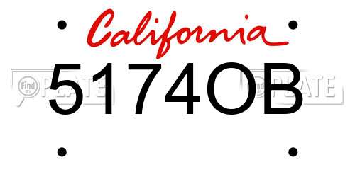 5174OB California License Plate
