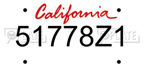 51778Z1 California License Plate