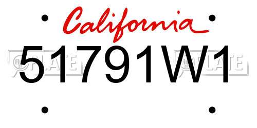 51791W1 California License Plate