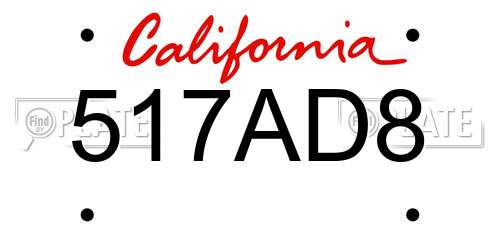 517AD8 California License Plate