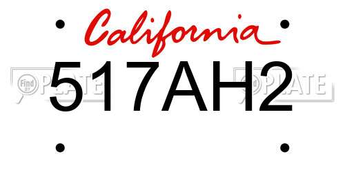 517AH2 California License Plate