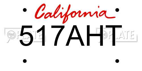 517AHT California License Plate