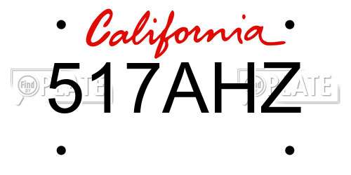 517AHZ California License Plate