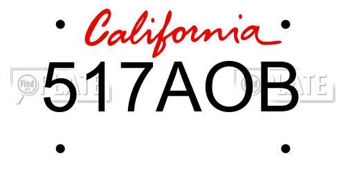 517AOB California License Plate