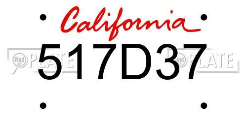 517D37 California License Plate