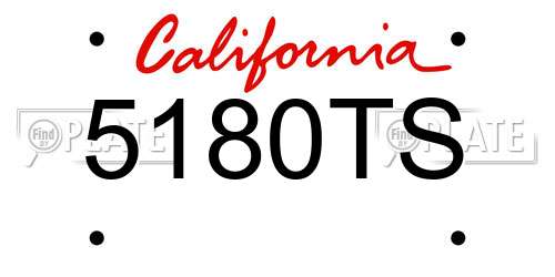 5180TS California License Plate