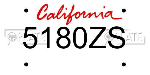 5180ZS California License Plate