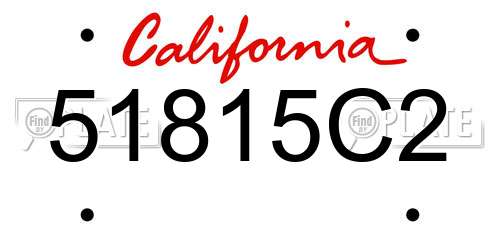 51815C2 California License Plate