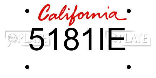 5181IE California License Plate