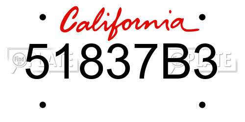 51837B3 California License Plate