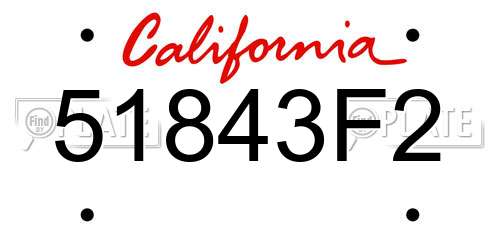 51843F2 California License Plate