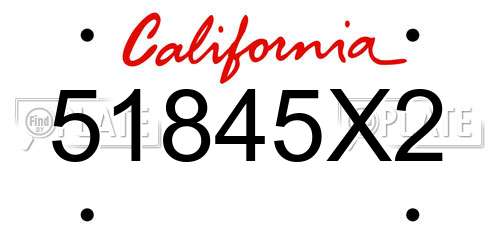 51845X2 California License Plate