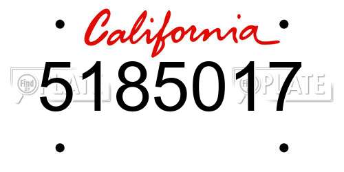 5185017 California License Plate