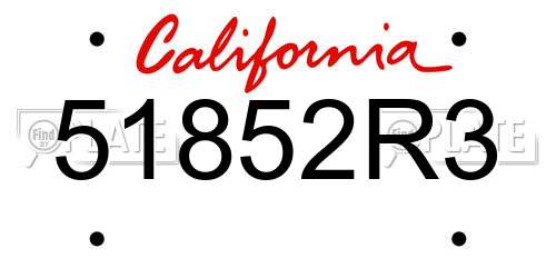 51852R3 California License Plate