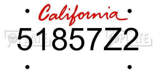 51857Z2 California License Plate