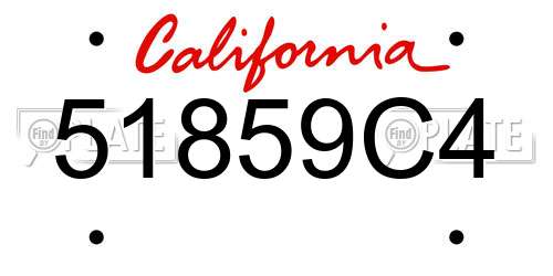 51859C4 California License Plate