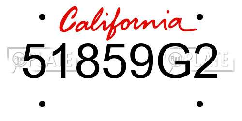 51859G2 California License Plate