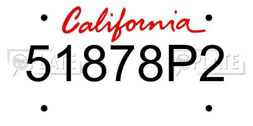 51878P2 California License Plate