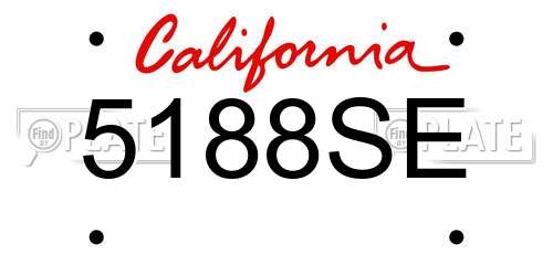5188SE California License Plate