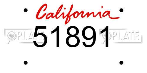 51891 California License Plate