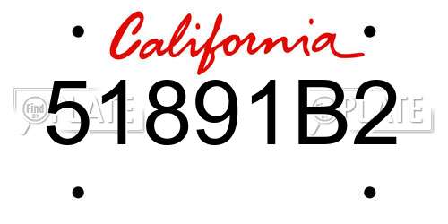 51891B2 California License Plate