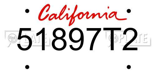 51897T2 California License Plate