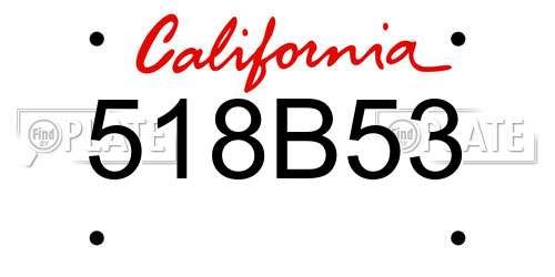 518B53 California License Plate