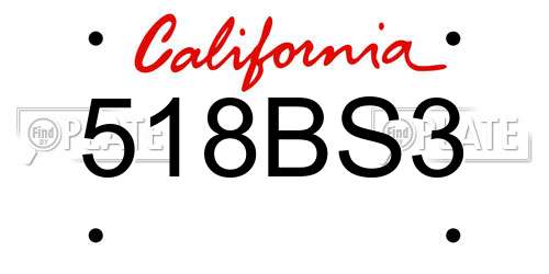 518BS3 California License Plate