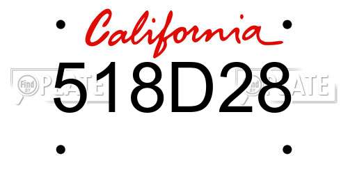 518D28 California License Plate
