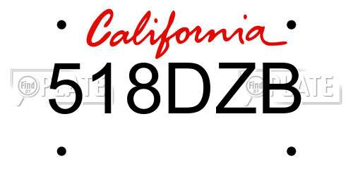 518DZB California License Plate