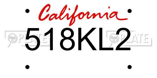 518KL2 California License Plate