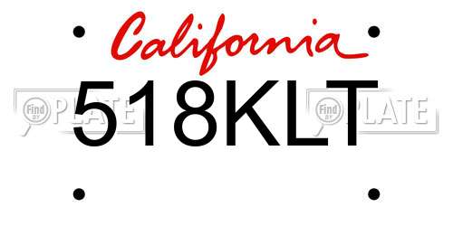518KLT California License Plate