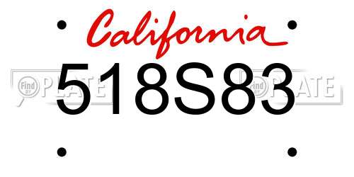 518S83 California License Plate