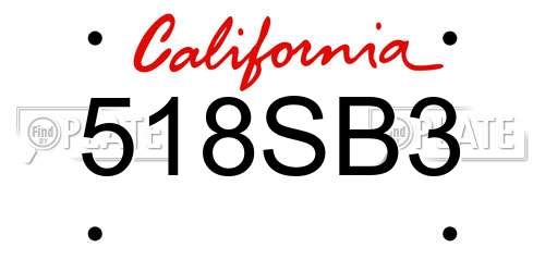518SB3 California License Plate