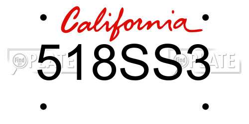 518SS3 California License Plate