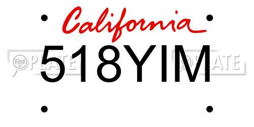518YIM California License Plate