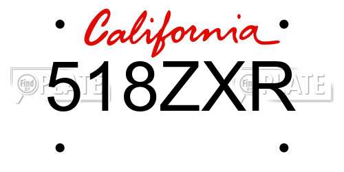 518ZXR California License Plate