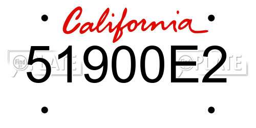 51900E2 California License Plate