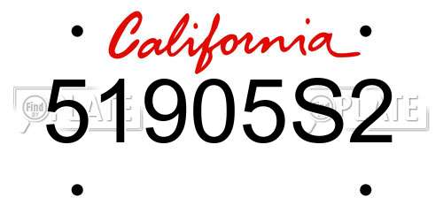 51905S2 California License Plate