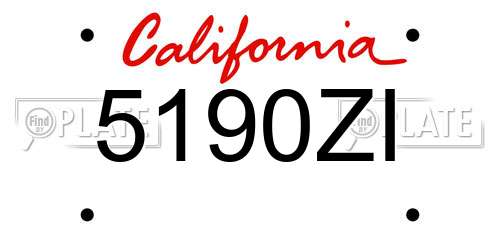 5190ZI California License Plate