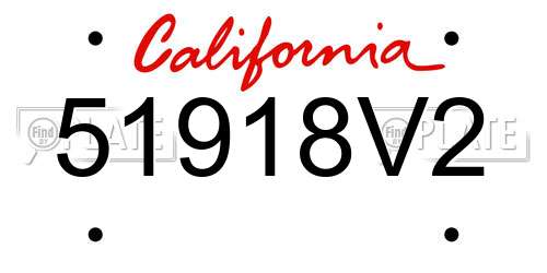 51918V2 California License Plate