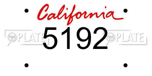 5192 California License Plate