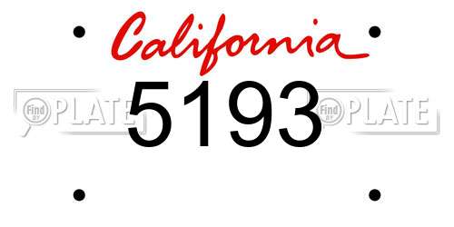 5193 California License Plate
