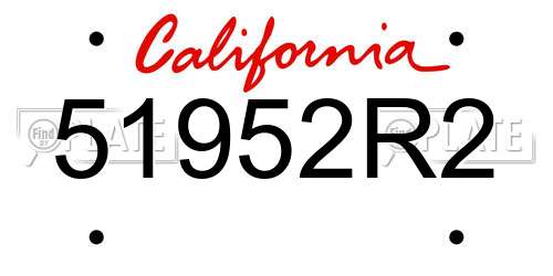 51952R2 California License Plate