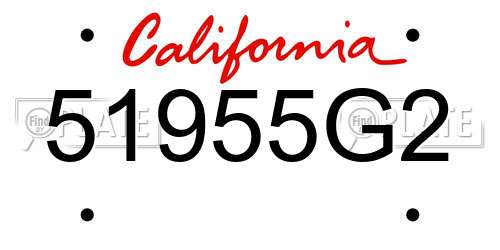 51955G2 California License Plate