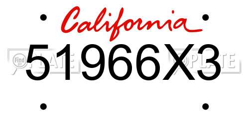 51966X3 California License Plate