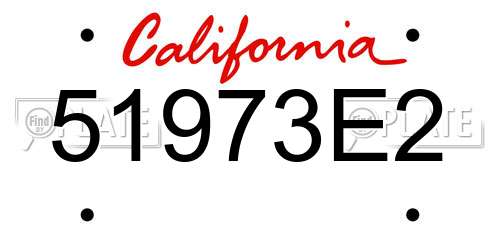 51973E2 California License Plate