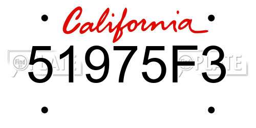 51975F3 California License Plate